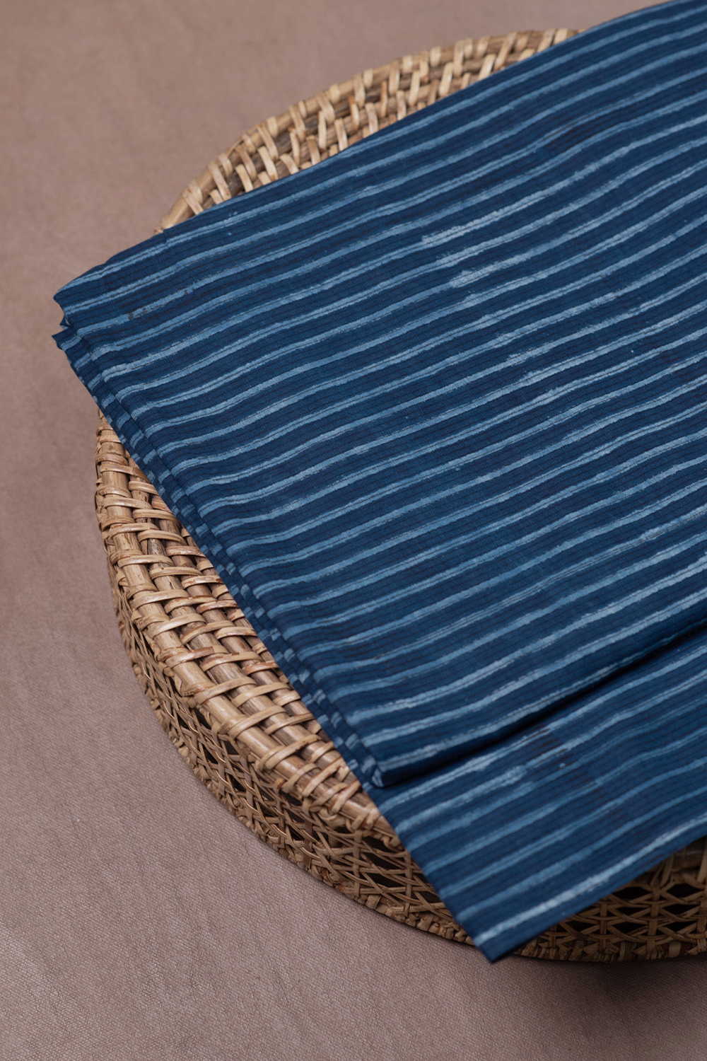 Dark Indigo with Stripe Dabu Cotton Fabric