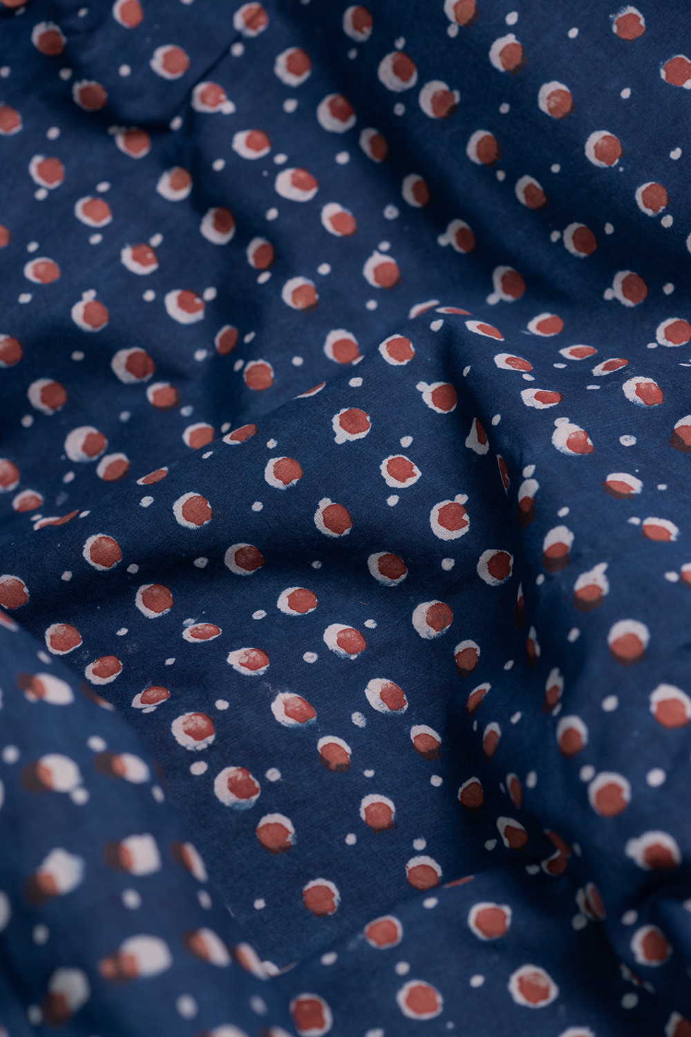 Motifs on Indigo Dabu Cotton Fabric - Image 3