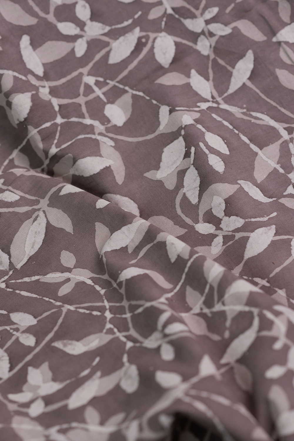 Grey with Floral Dabu Cotton Fabric - Image 3