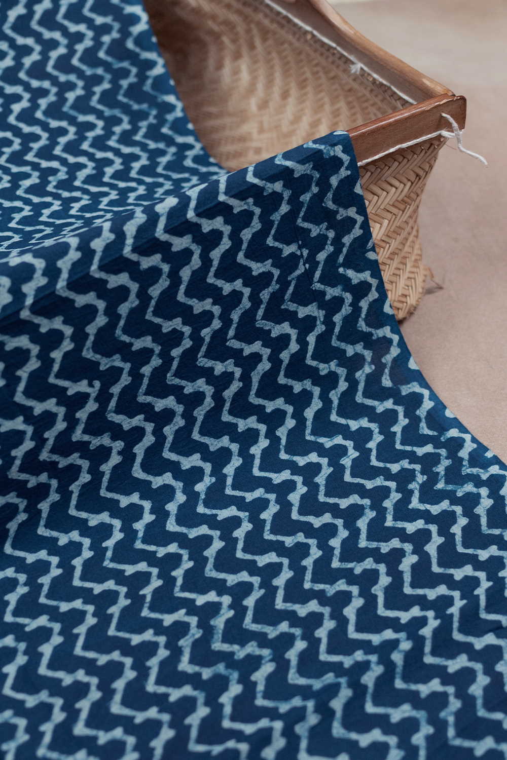 Indigo with Pattern Dabu Cotton Fabric