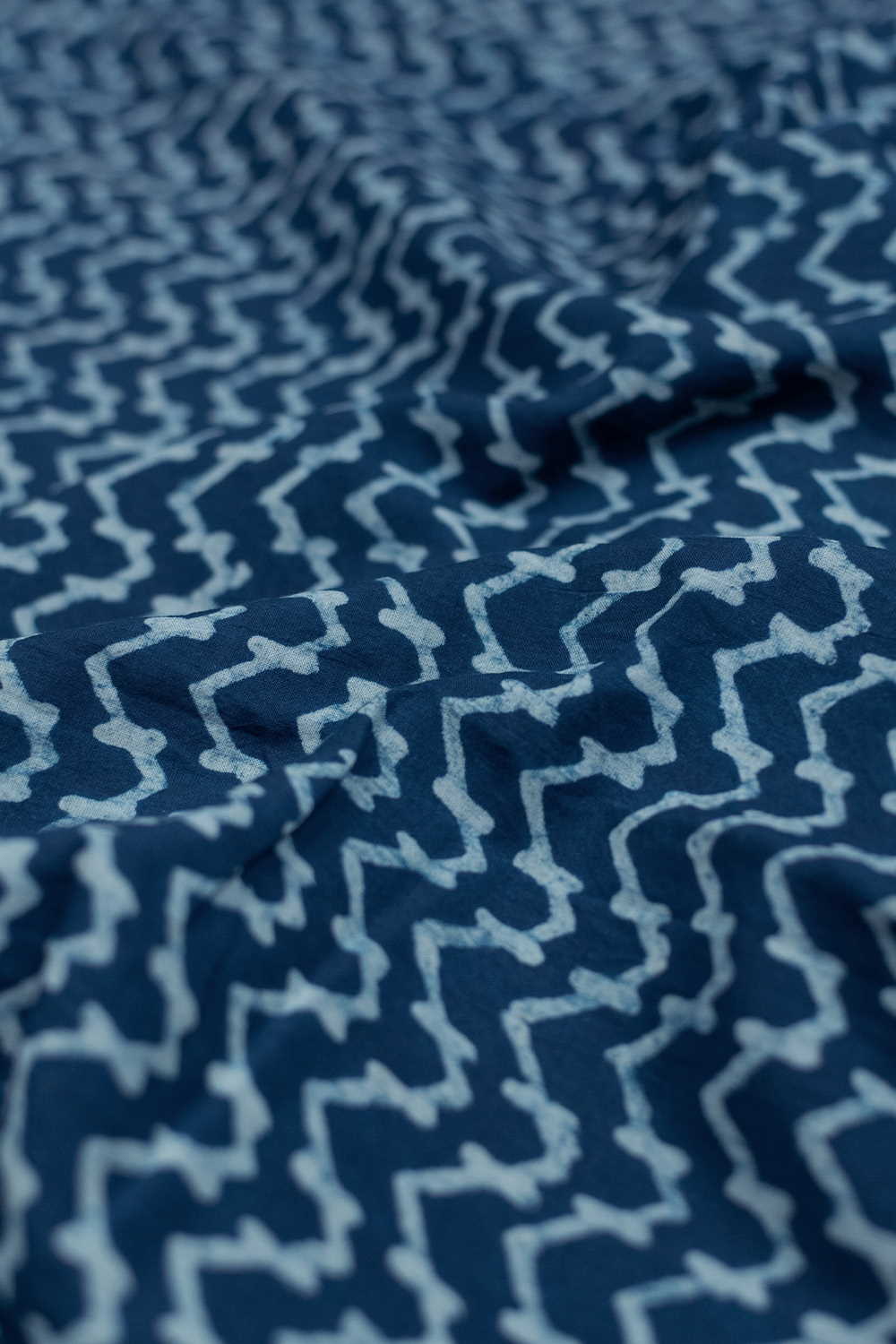 Indigo with Pattern Dabu Cotton Fabric - Image 3