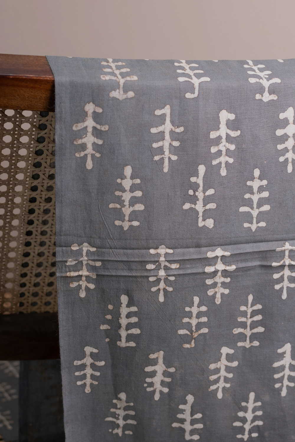 Cream Butta Dabu Cotton Fabric - Image 3