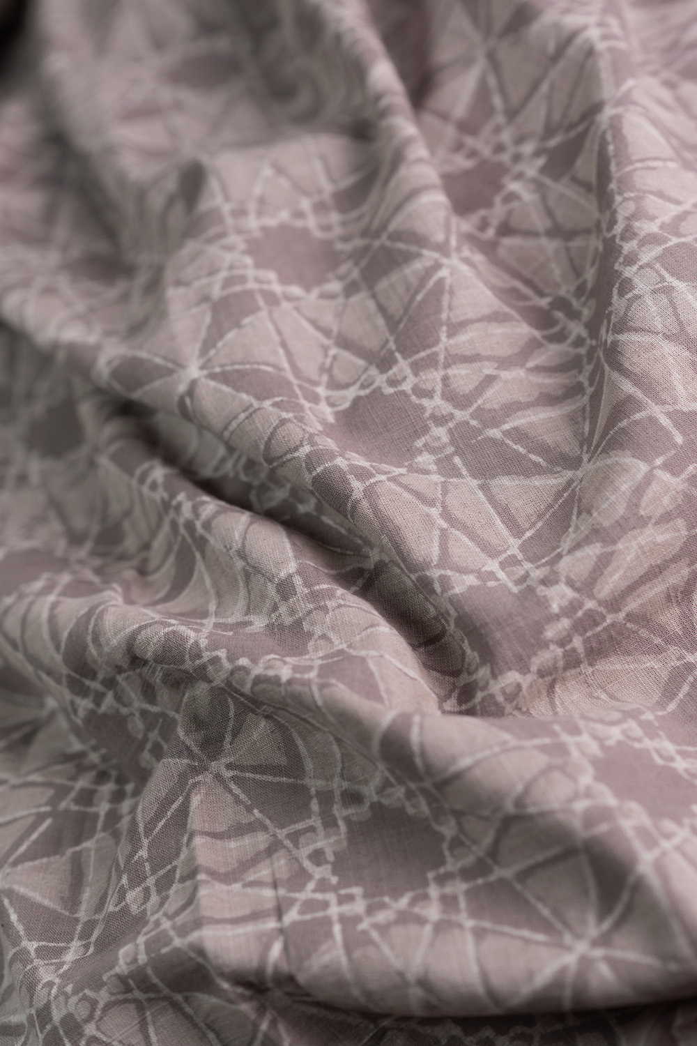 Patterned on Grey Dabu Slub Cotton Fabric - Image 3