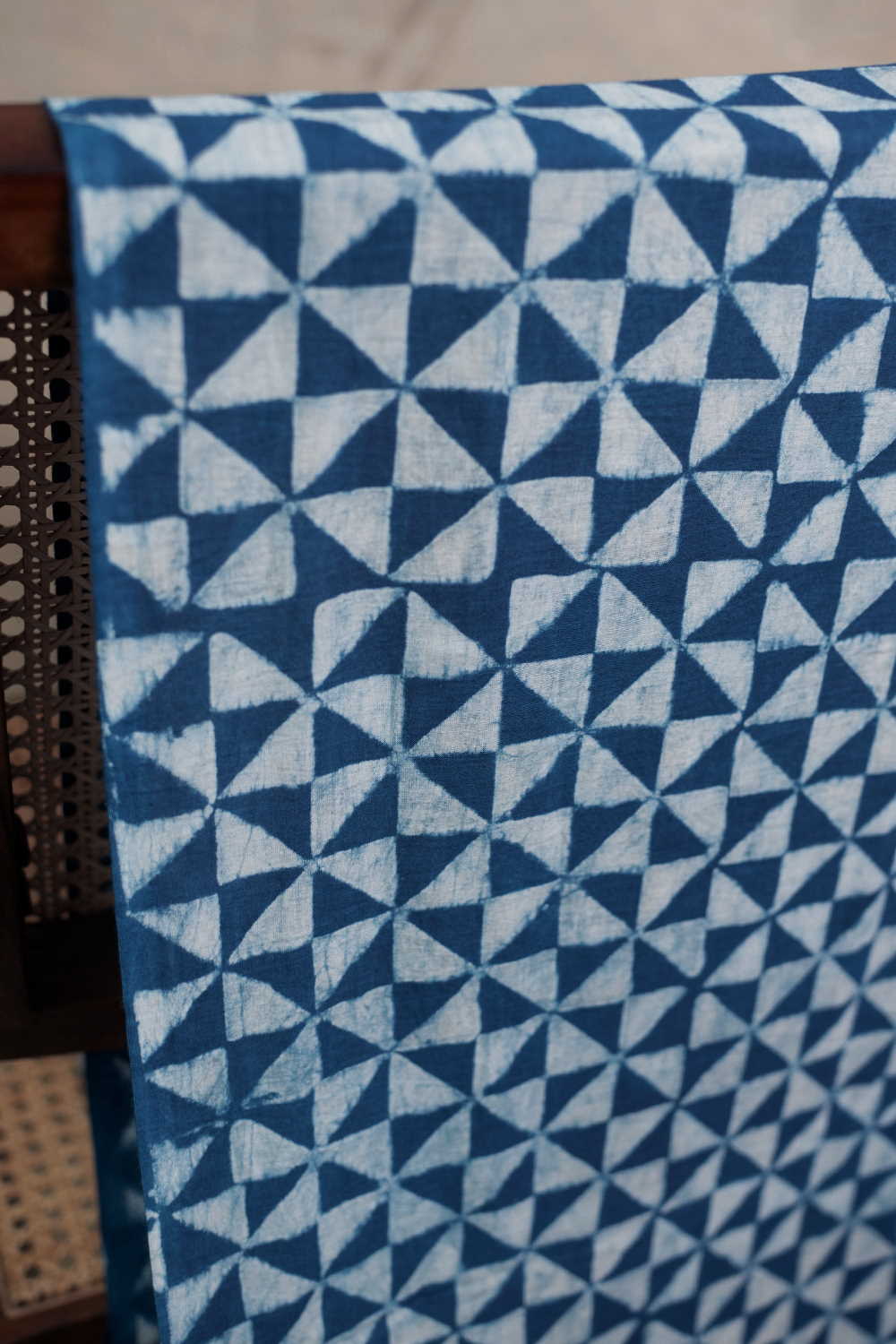 Geometric Triangle Pattern Dabu Cotton Fabric - Image 2