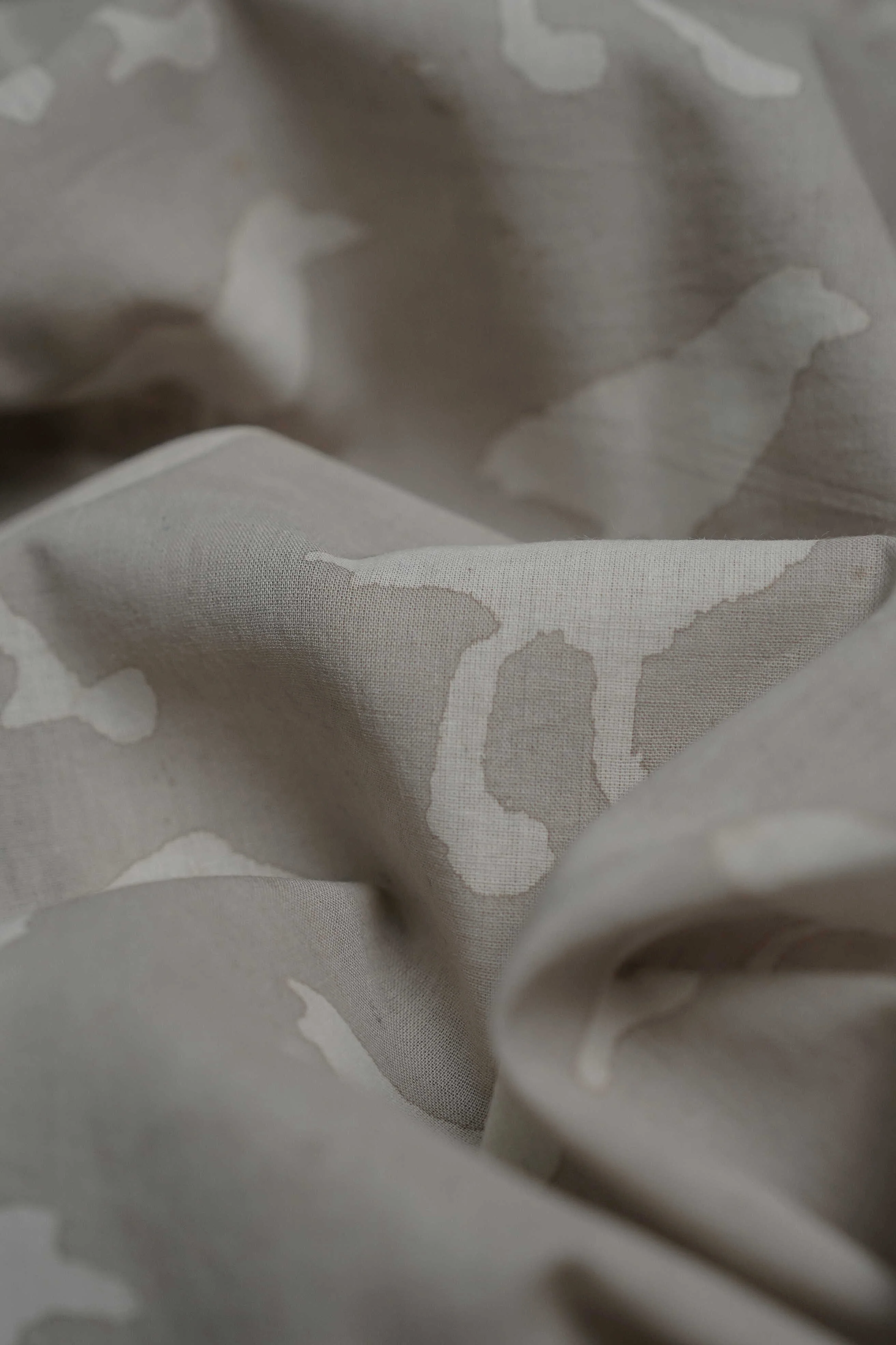 Birds - Grey Dabu Cotton Fabric - Image 2