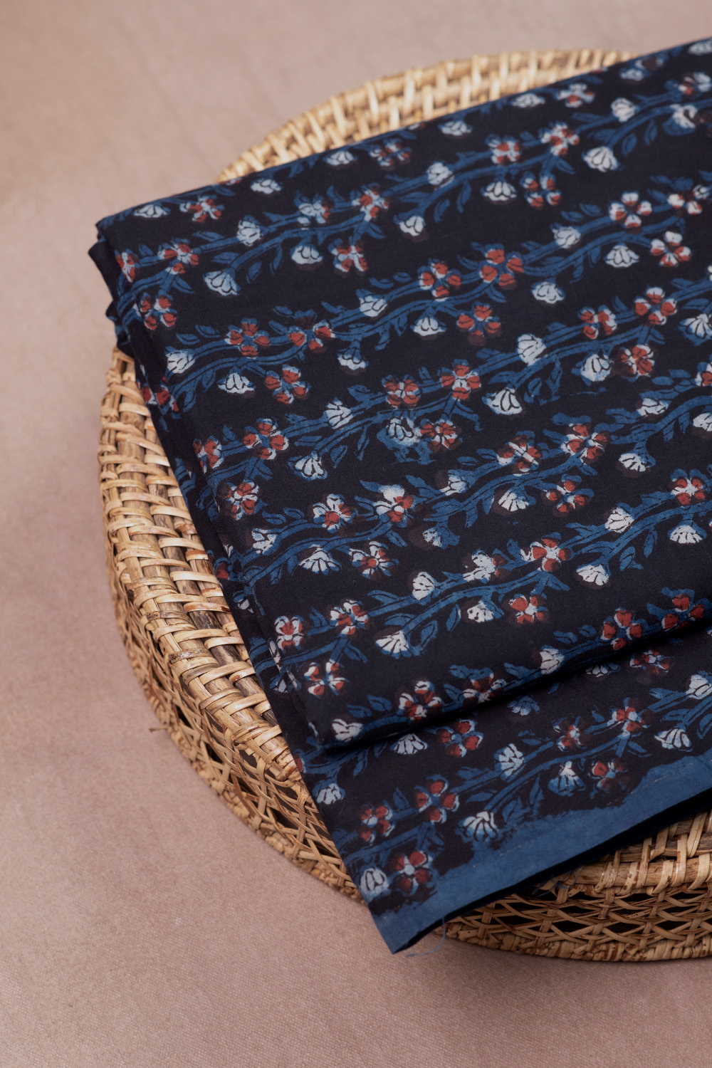 Floral Design Block Printed Cotton Fabric - Image 2