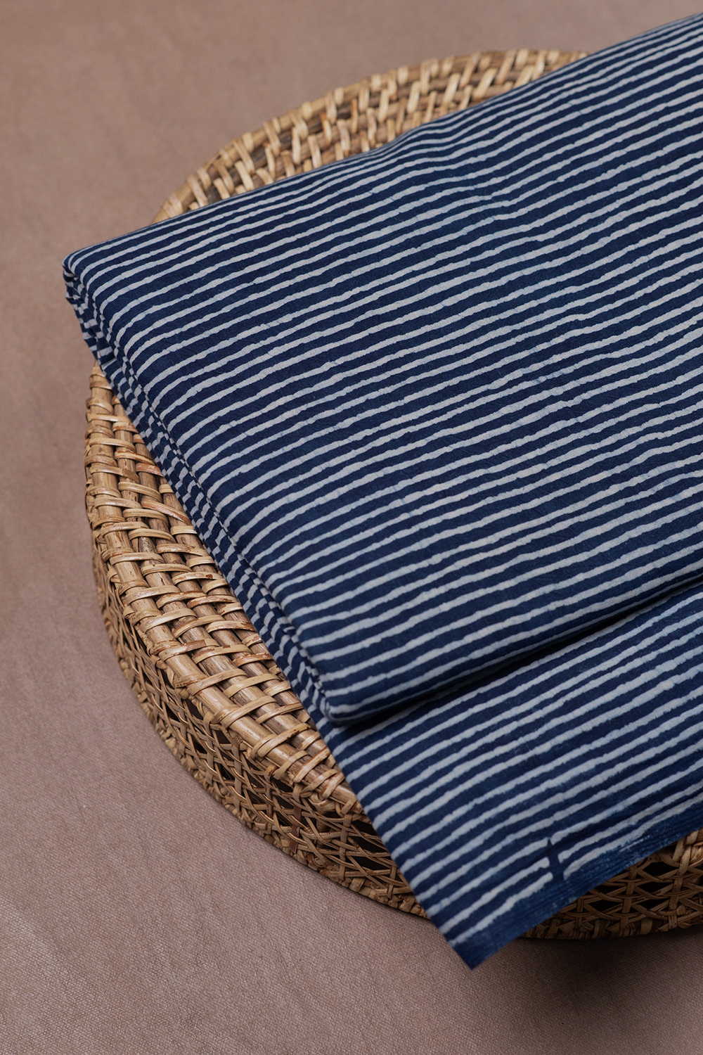 Indigo with Stripe Dabu Cotton Fabric