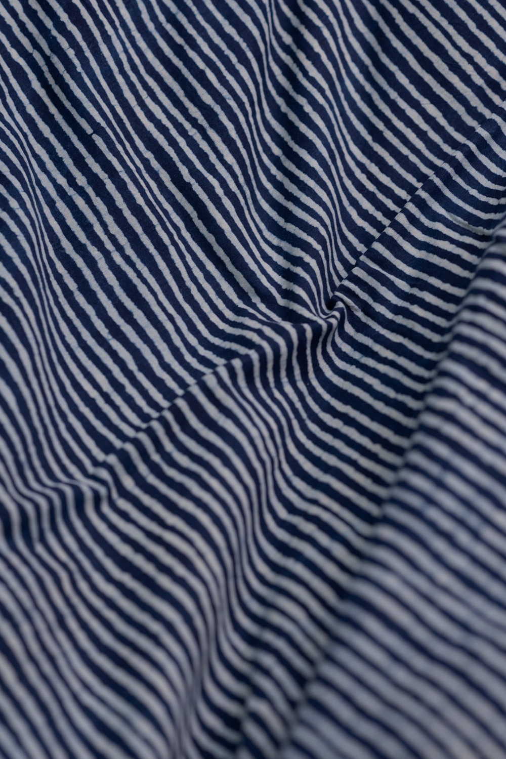 Indigo with Stripe Dabu Cotton Fabric - Image 3