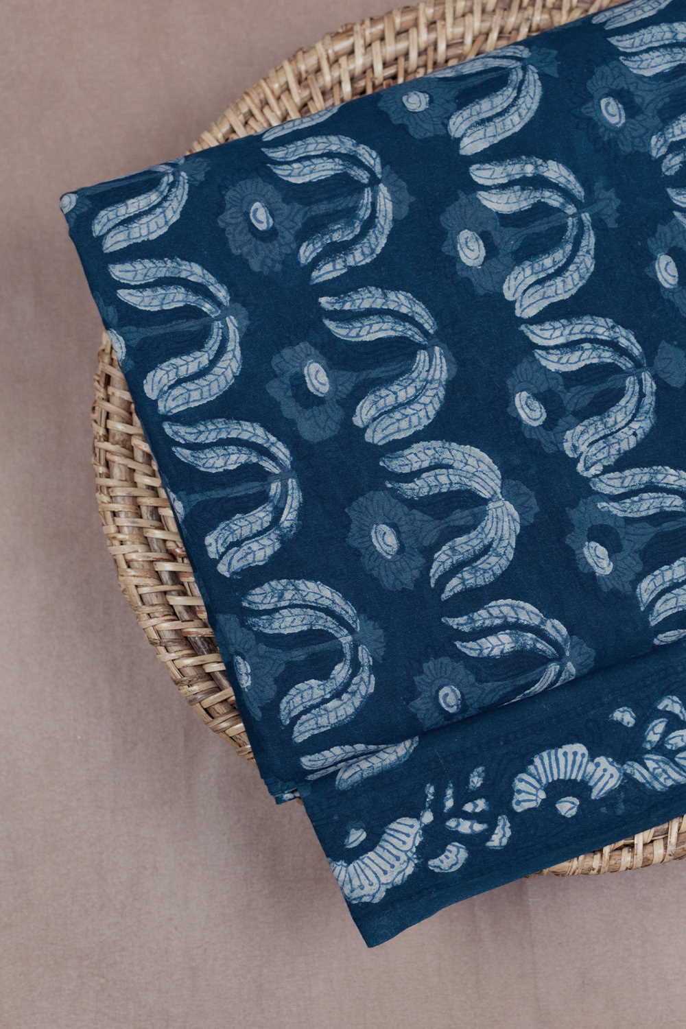 Faded Indigo Dabu Cotton Fabric - Image 3