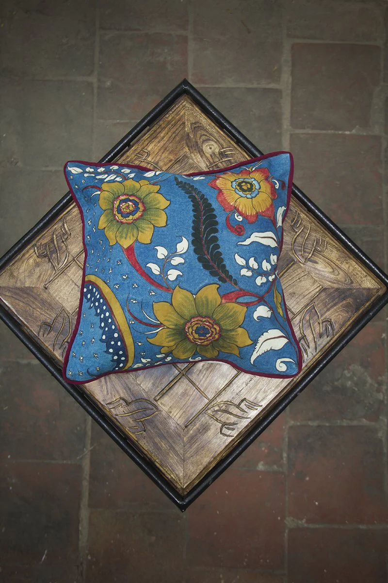 Hand-Painted Kalamkari Cushion Cover