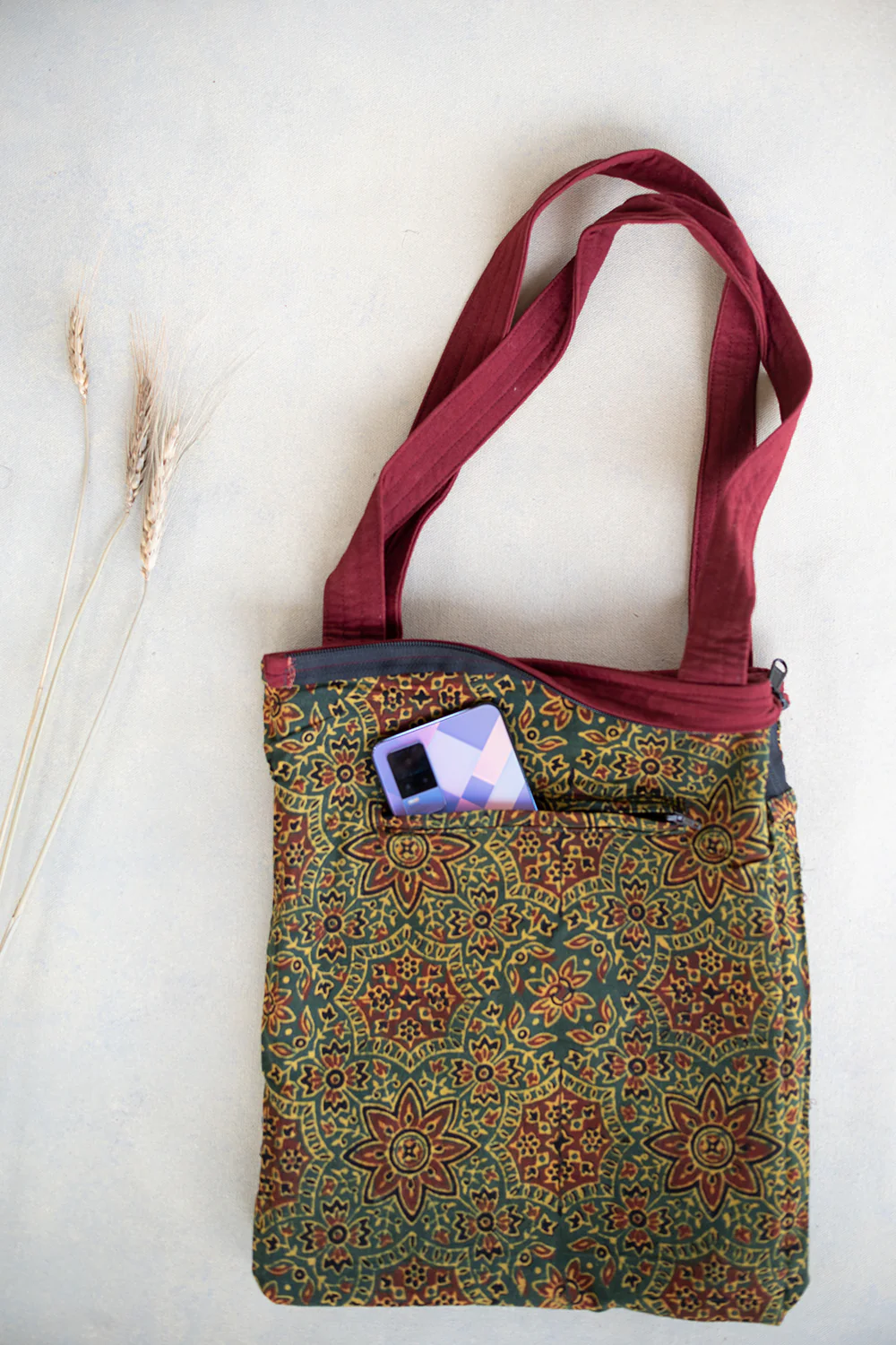 Maroon Kutch Embroidered Bag - Image 3