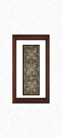 Green Four Petals - Madhubani Hand Painted Wall hanging - Image 3