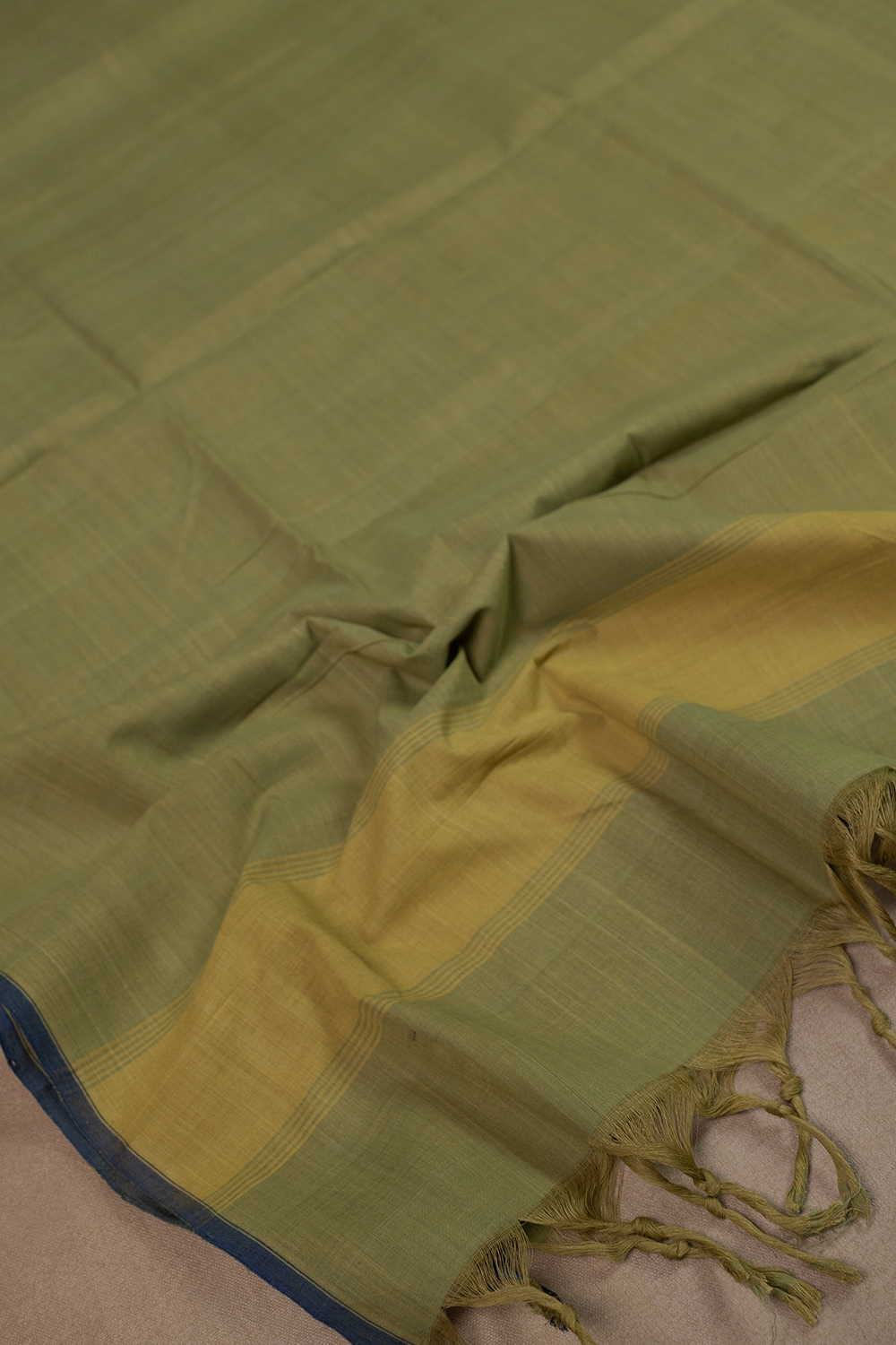 Pale Green Handspun Cotton Dupatta - Image 3