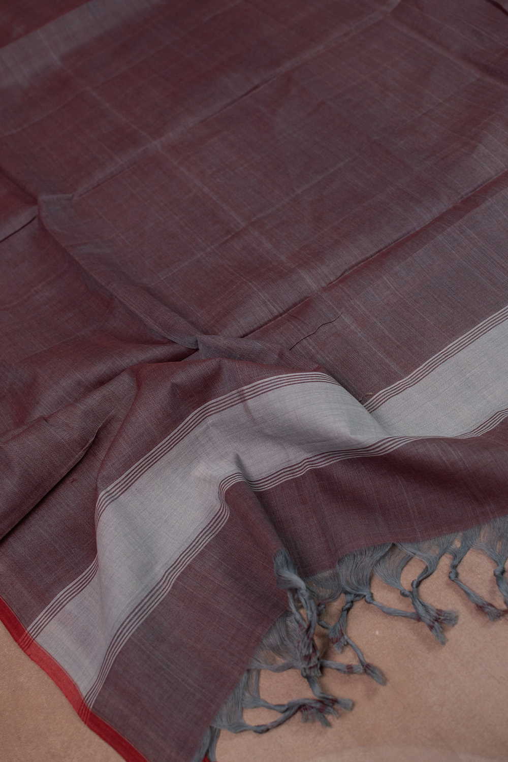 Dual Shaded Purple Handspun Cotton Dupatta - Image 3