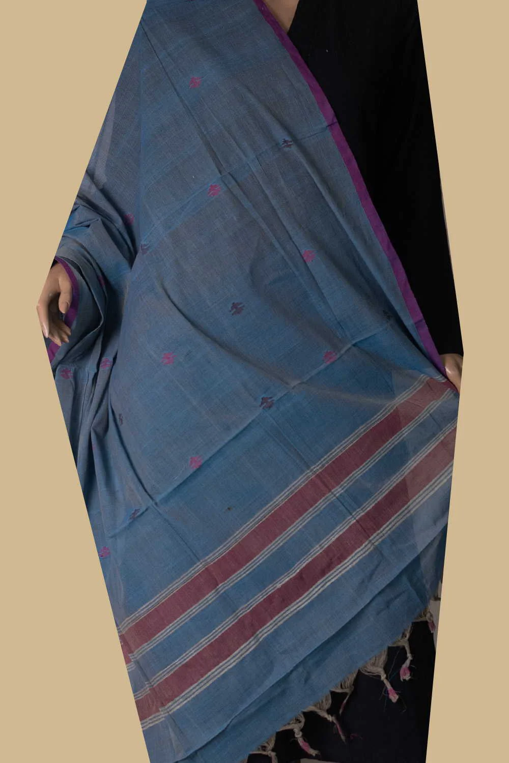 Blue Handspun Cotton Dupatta