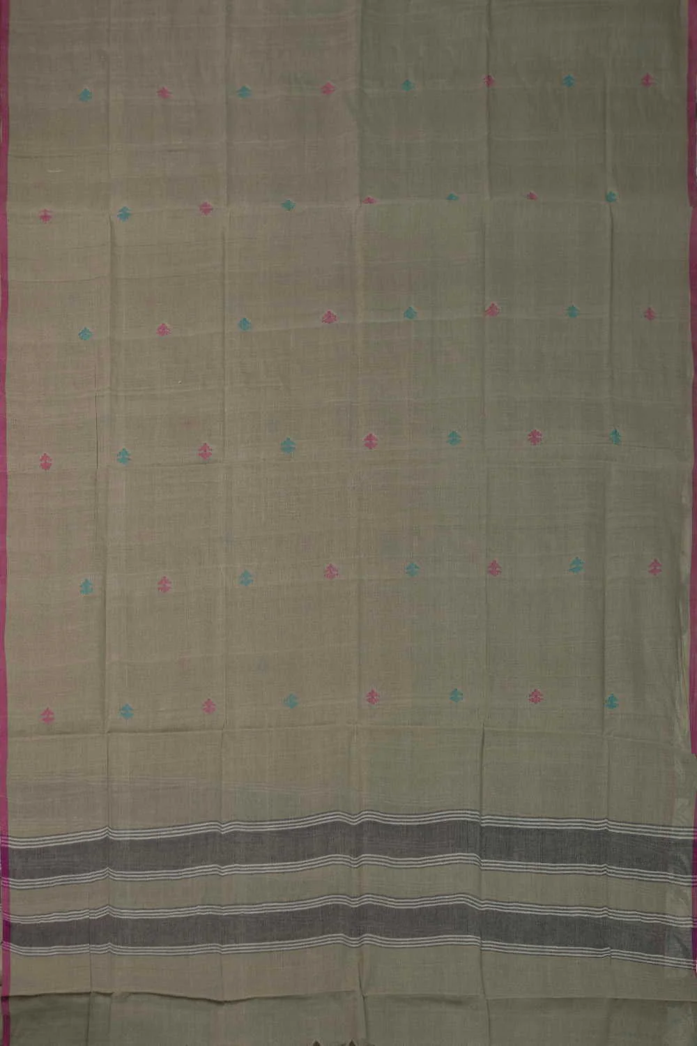 Grey with Buttas Handspun Cotton Dupatta - Image 3