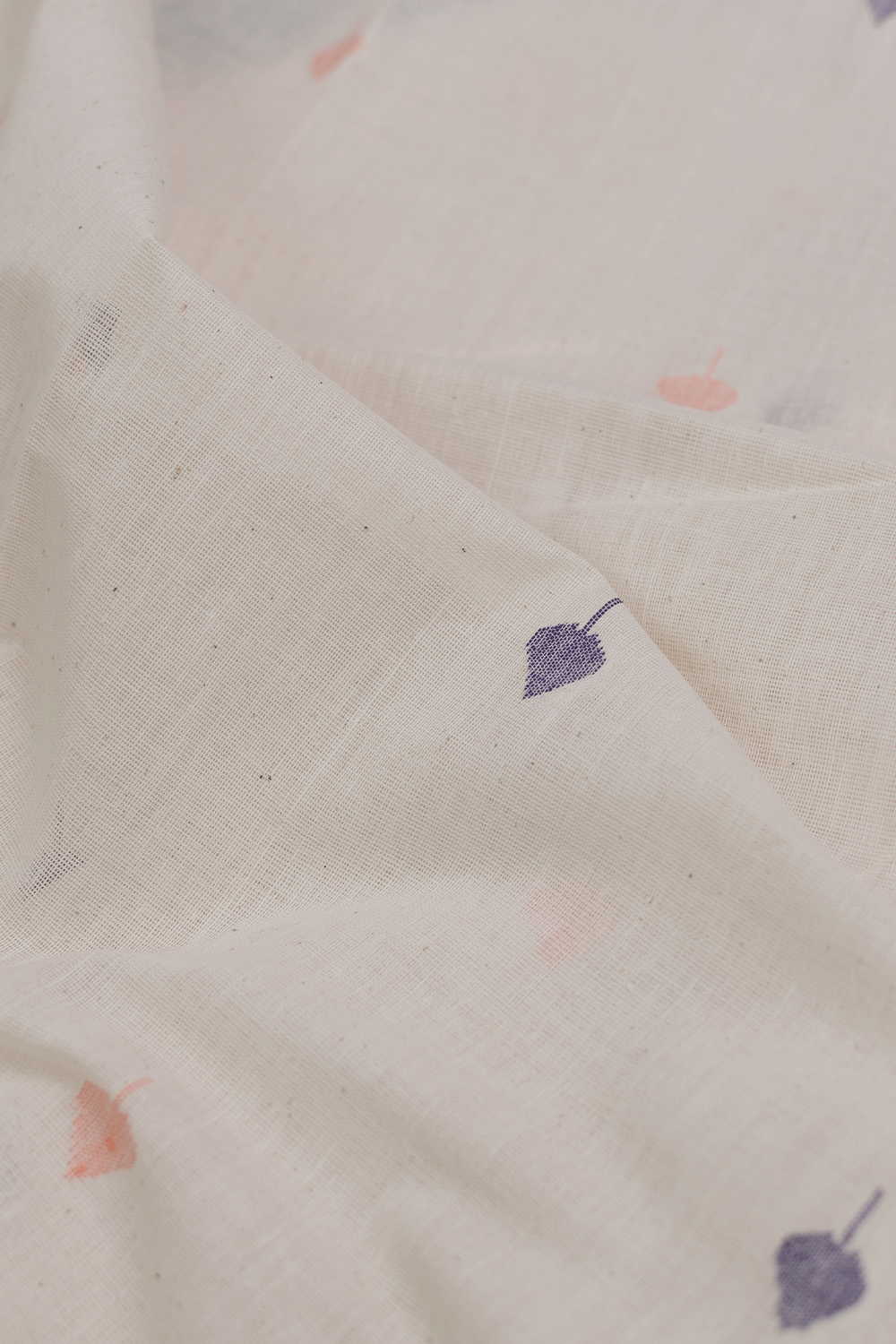 Leaf Butta on Cream Handspun Cotton Fabric - Image 3