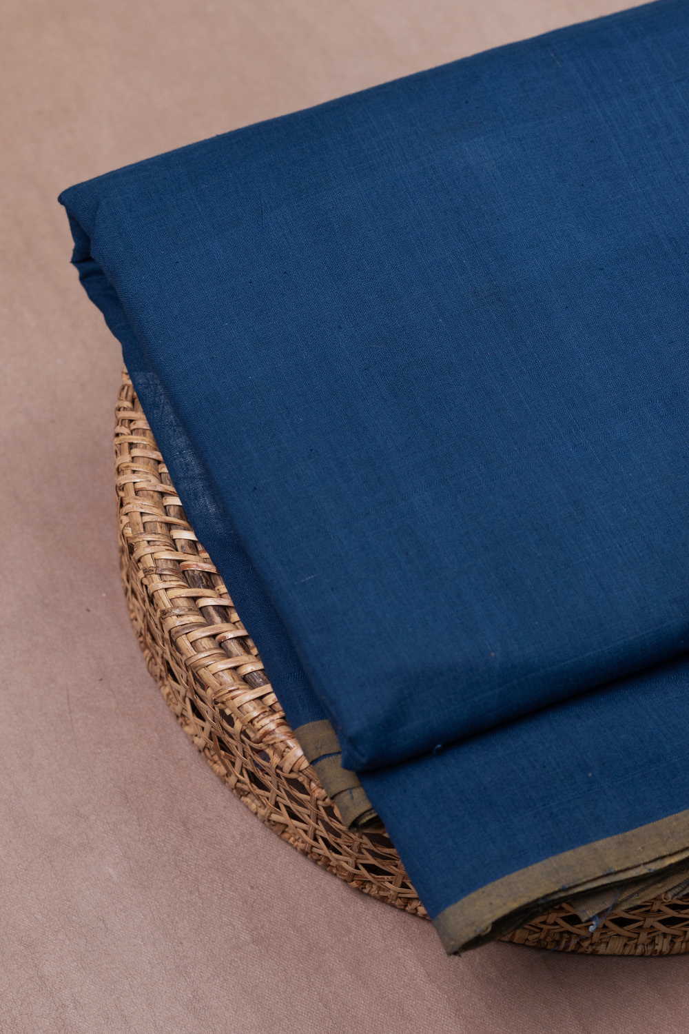 Cobalt Blue Handspun Cotton Fabric - Image 2