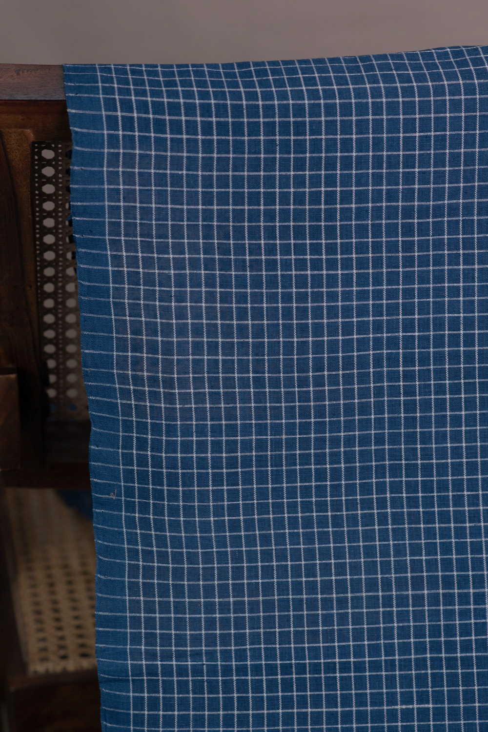 Checks - Navy Blue Handspun Cotton Fabric
