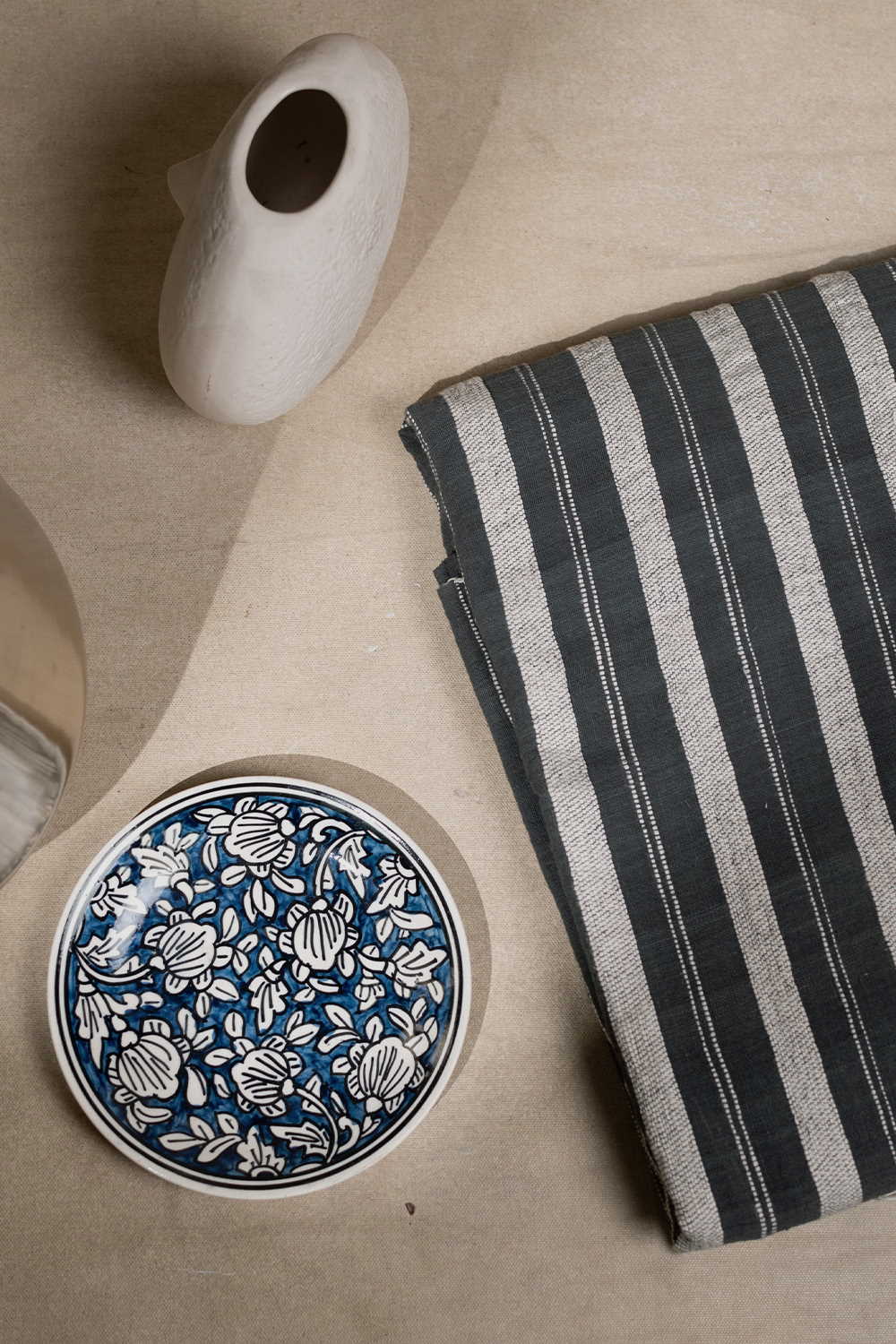 Grey with Cream Kala Cotton Fabric - Image 3