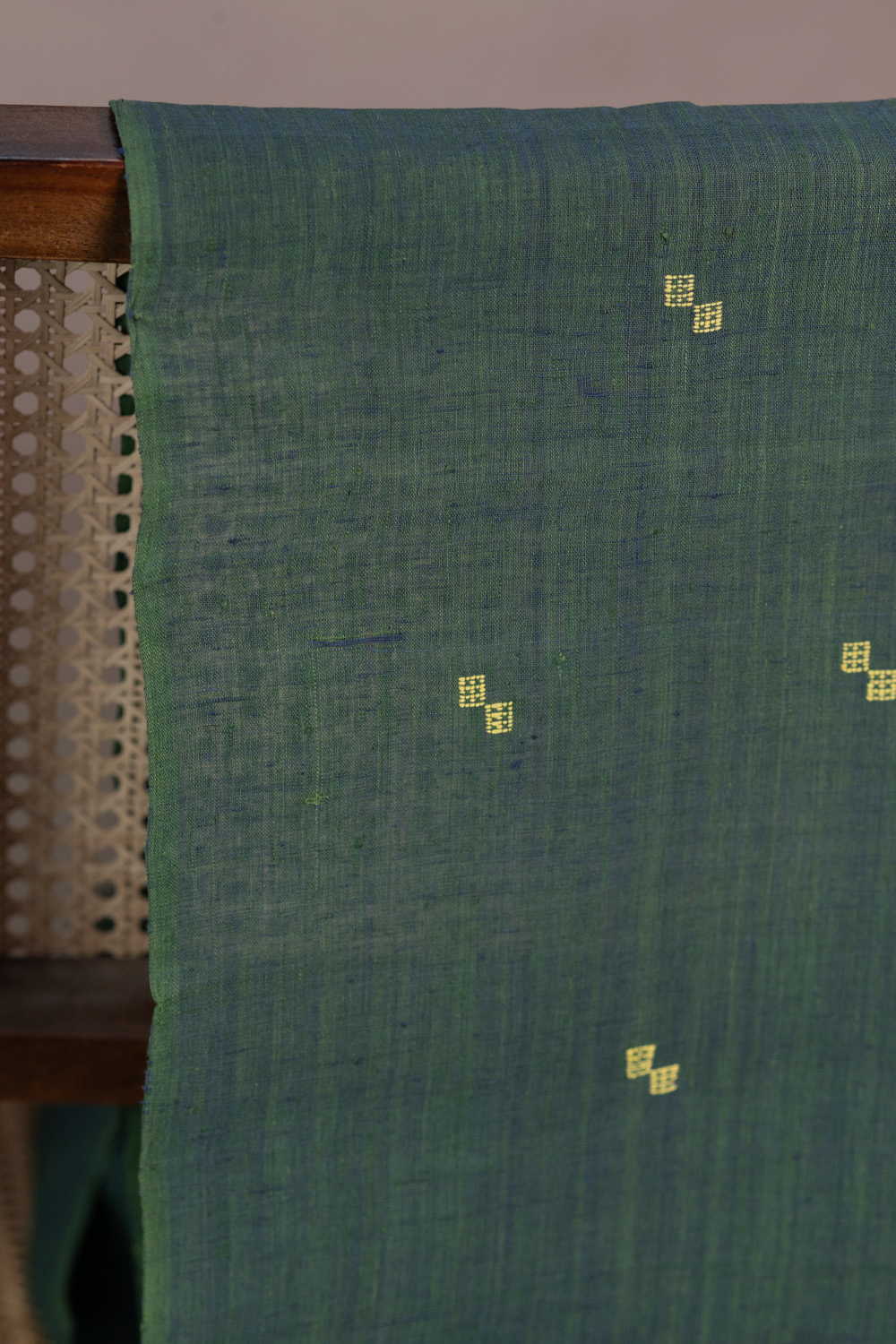 Leaf Green with Buttas Handspun Cotton Fabric