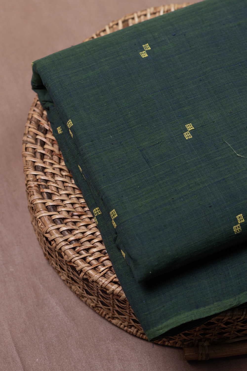 Leaf Green with Buttas Handspun Cotton Fabric - Image 2