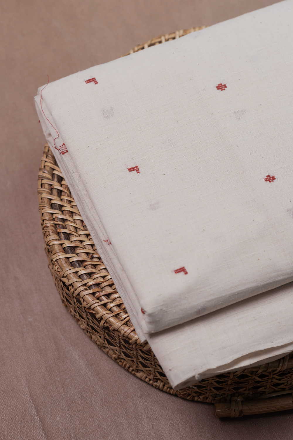 Butta on Snow Cream Handspun Cotton Fabric - Image 2