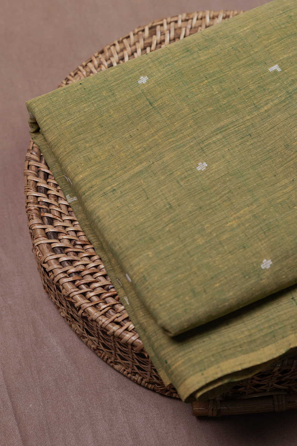 Twin Shaded Green Handspun Cotton Fabric
