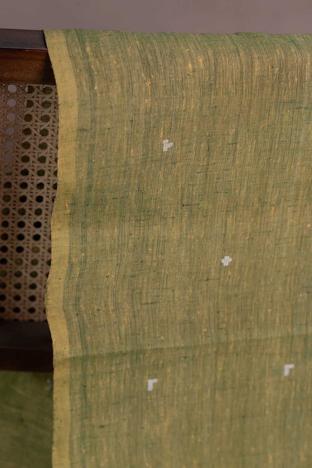 Twin Shaded Green Handspun Cotton Fabric - Image 2