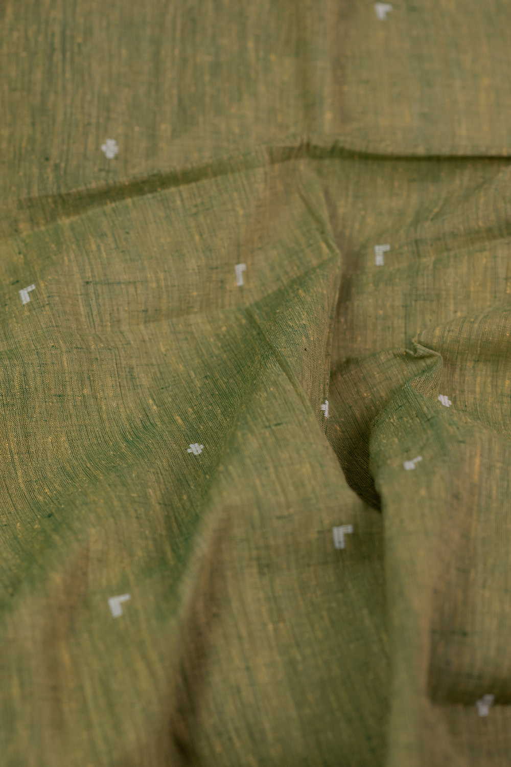 Twin Shaded Green Handspun Cotton Fabric - Image 3