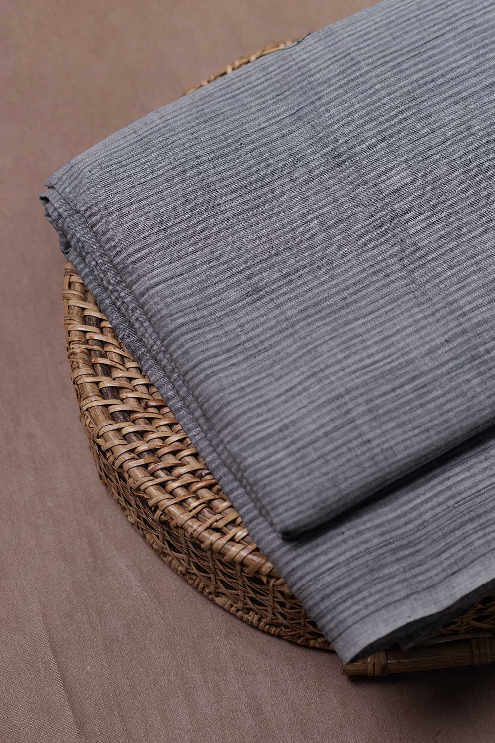 Plain Grey Handspun Cotton Fabric - Image 2