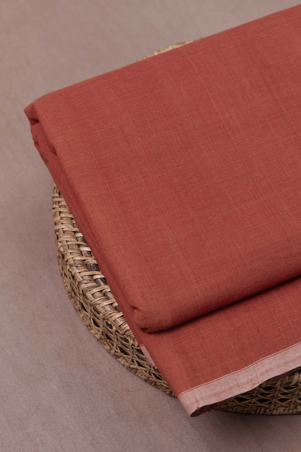 Brick Maroon Handspun Cotton Fabric - Image 2