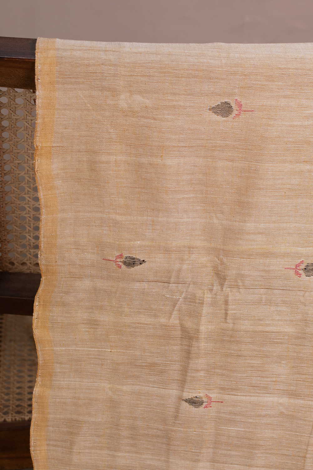 Butta - Beige Handspun Cotton Fabric - Image 2