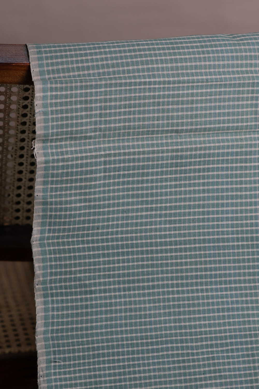 Mini Creamy Checks Handspun Cotton Fabric - Image 2