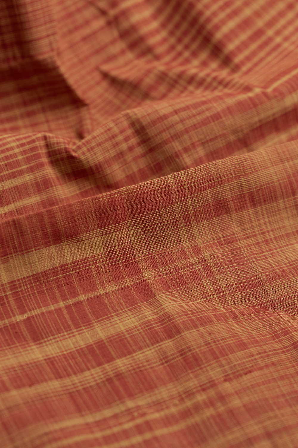 Dark Orange Handspun Cotton Fabric - Image 3