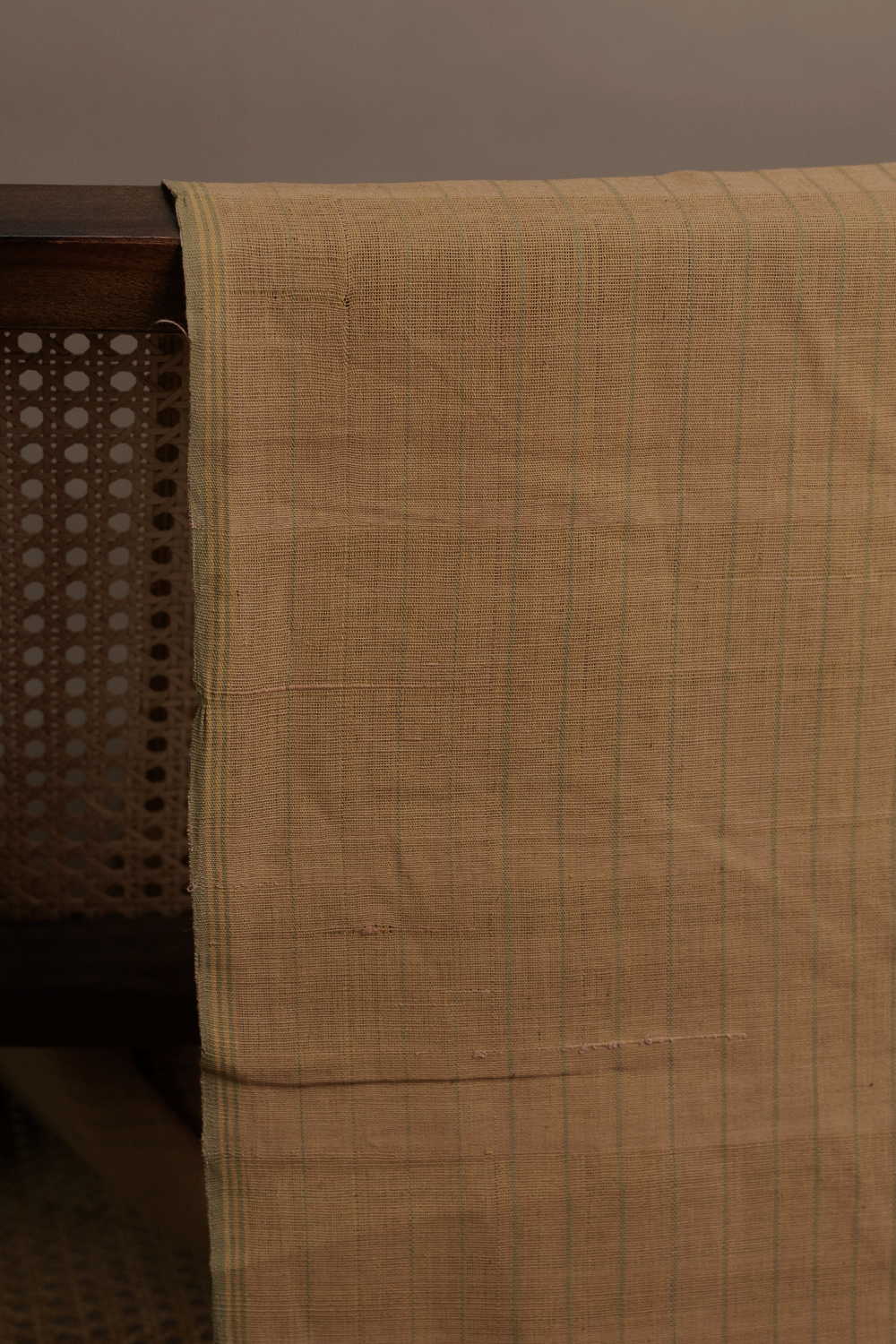 Faint Green Stripes Handspun Cotton Fabric - Image 3