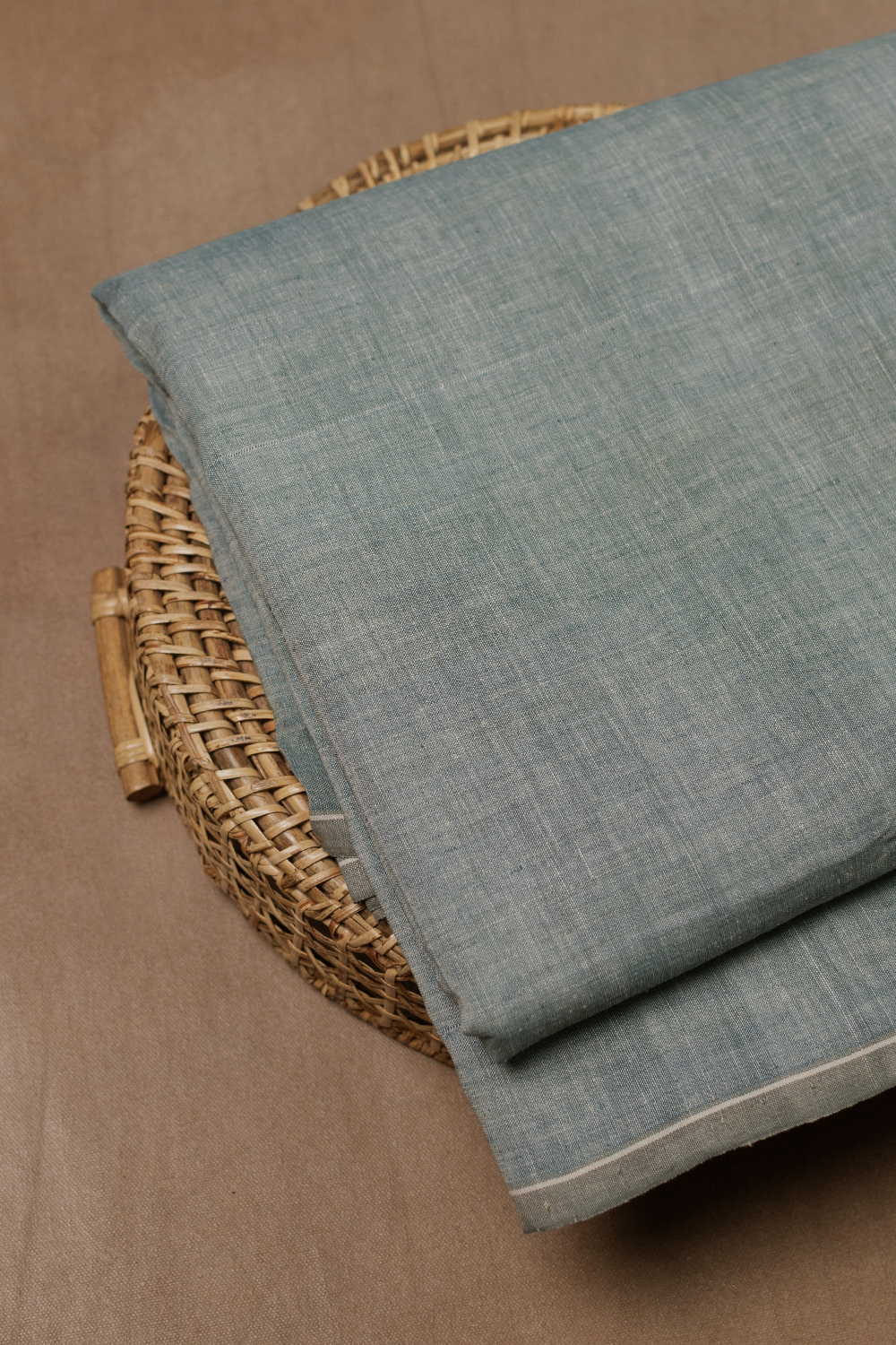 Greenish Grey Handspun Cotton Fabric