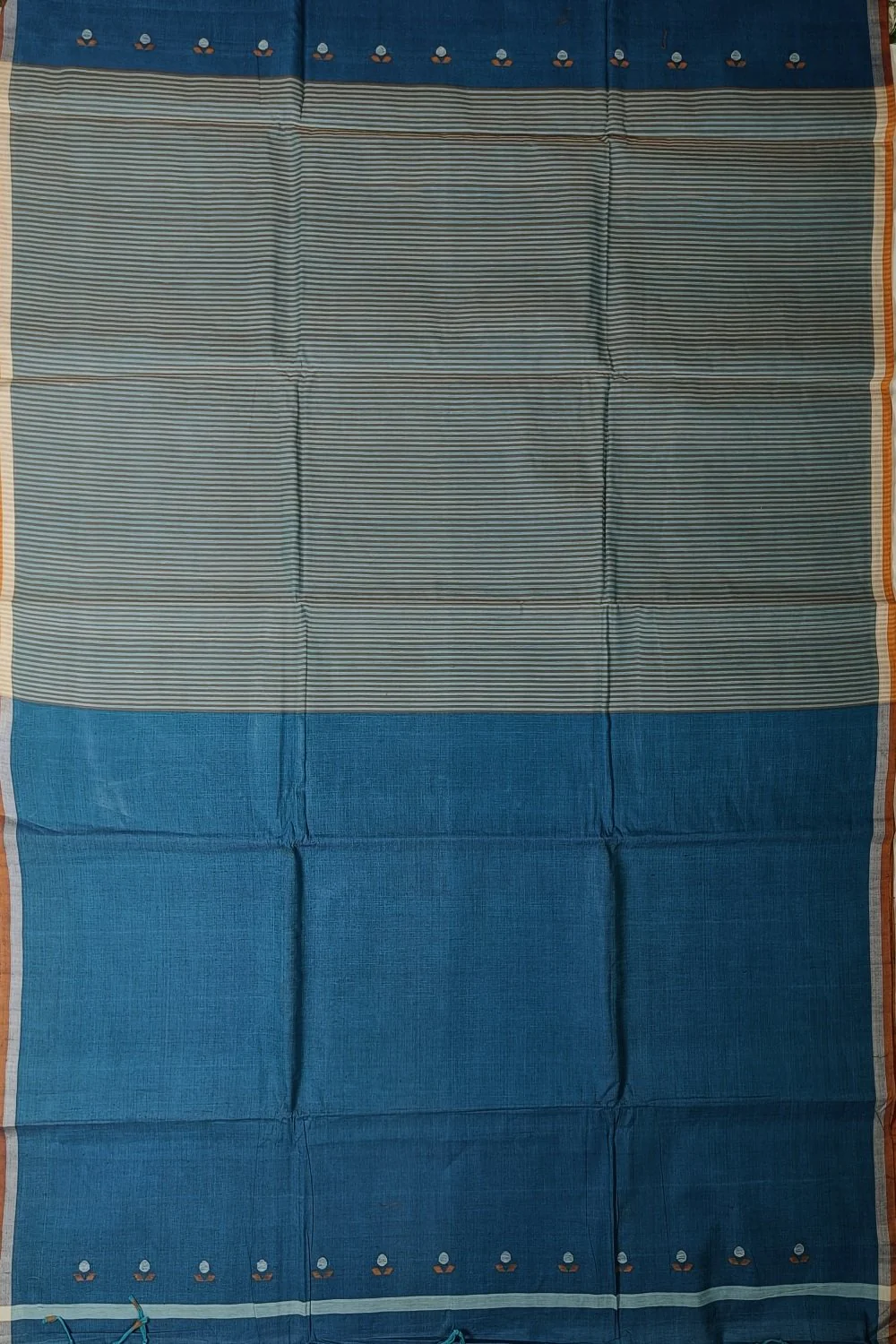 Cerulean Blue Handspun Handwoven Saree - Image 2