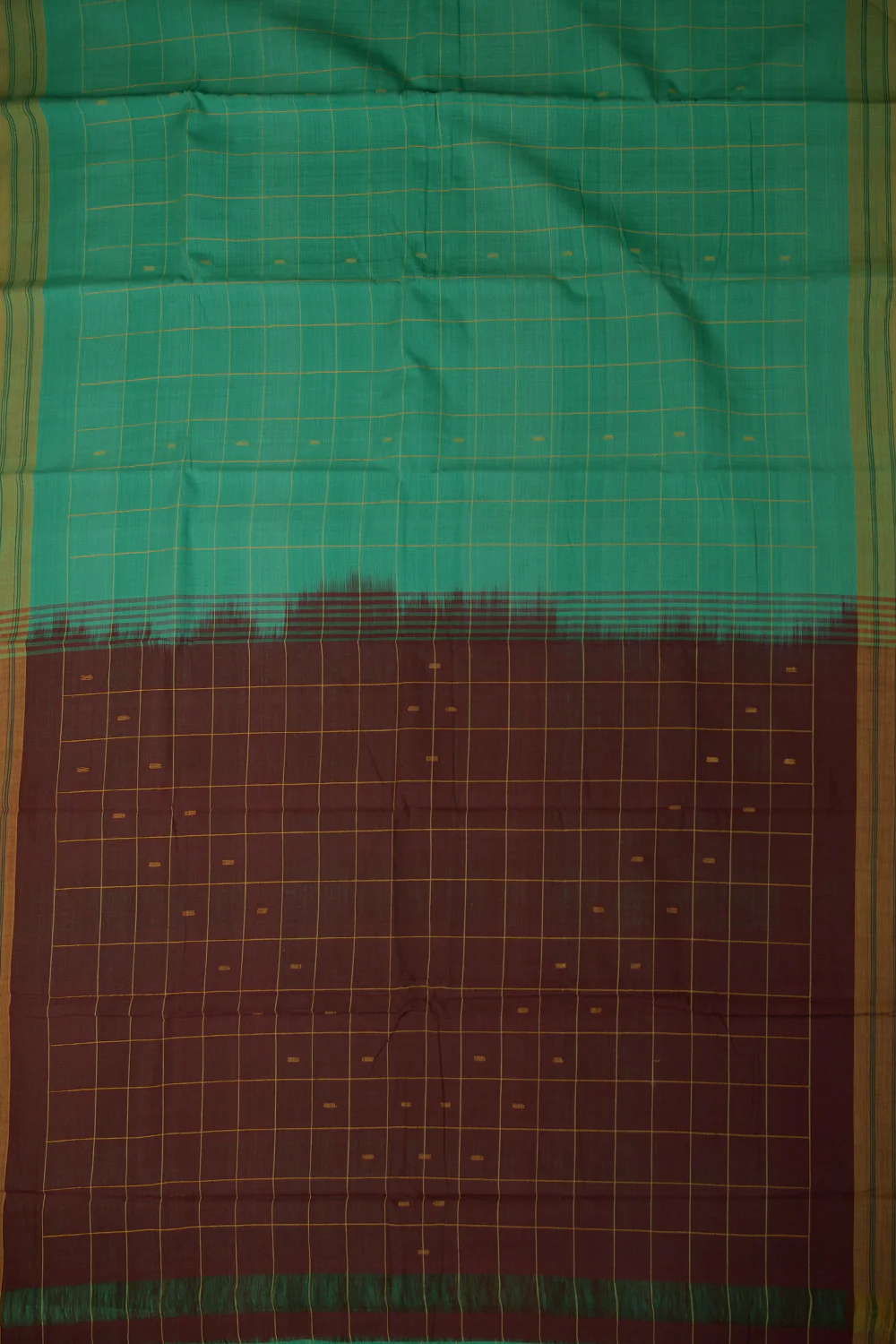 Turquoise Handspun Handwoven Saree - Image 2