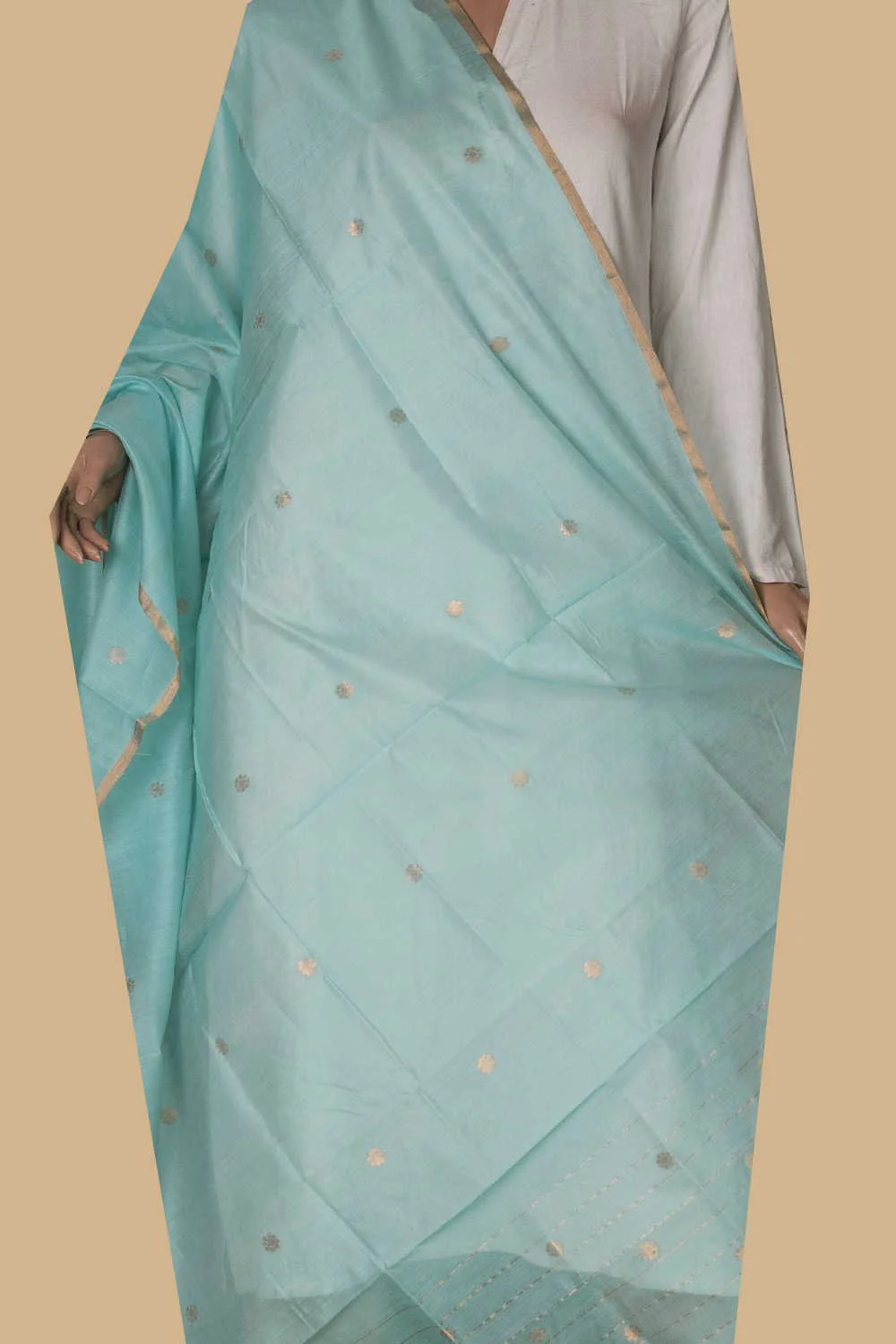 Seafom Green Chanderi Silk Cotton Dupatta - Image 2