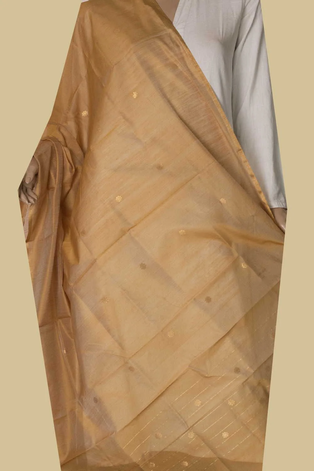 Yellowish Beige Chanderi Silk Cotton Dupatta - Image 2