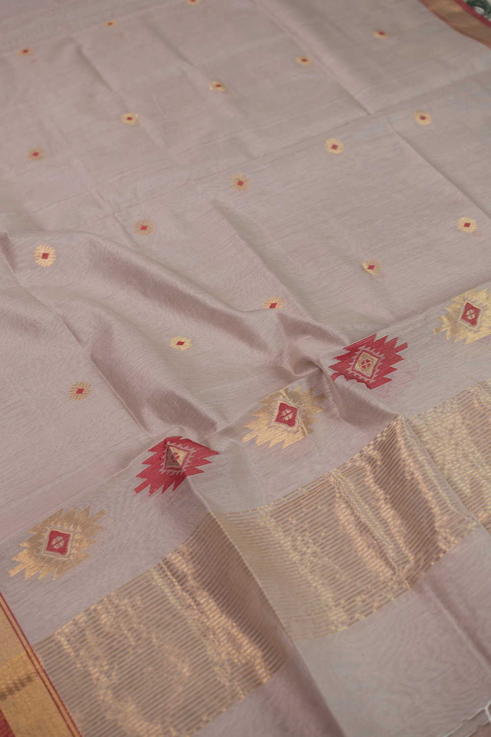 Gold Zari Border Chanderi Silk Cotton Dupatta - Image 4