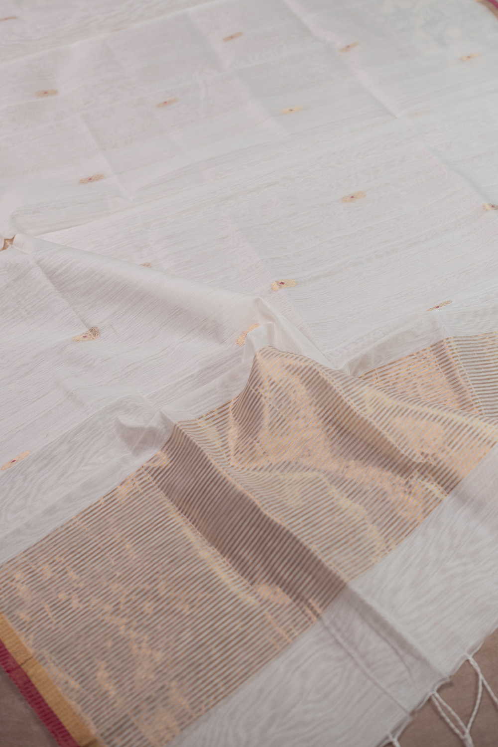 Snow Cream Chanderi Silk Cotton Dupatta - Image 4