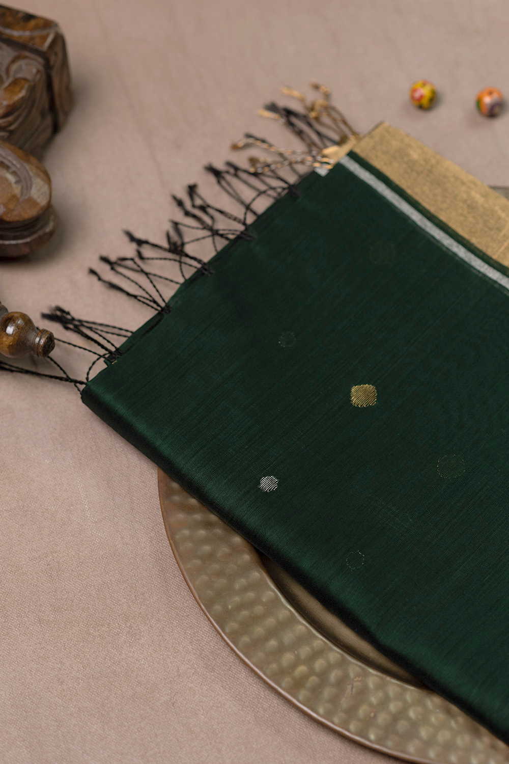 Bottle Green Chanderi Silk Cotton Dupatta