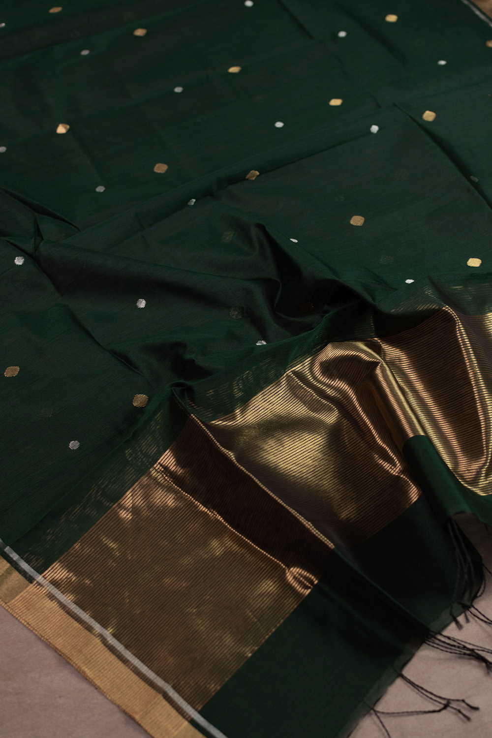 Bottle Green Chanderi Silk Cotton Dupatta - Image 4