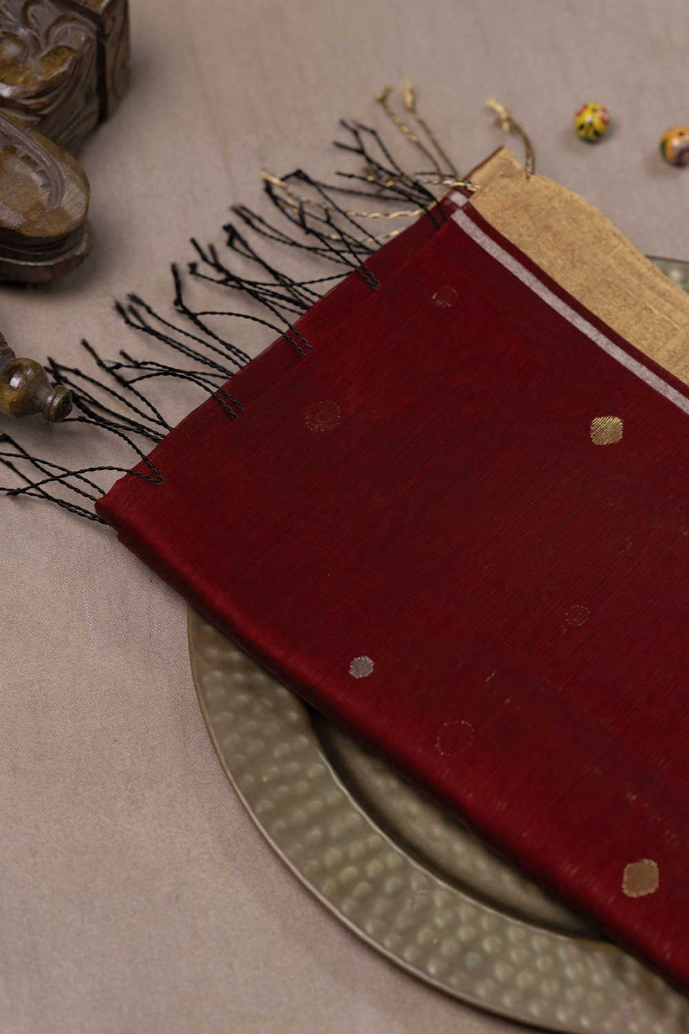 Deep Maroon Chanderi Silk Cotton Dupatta