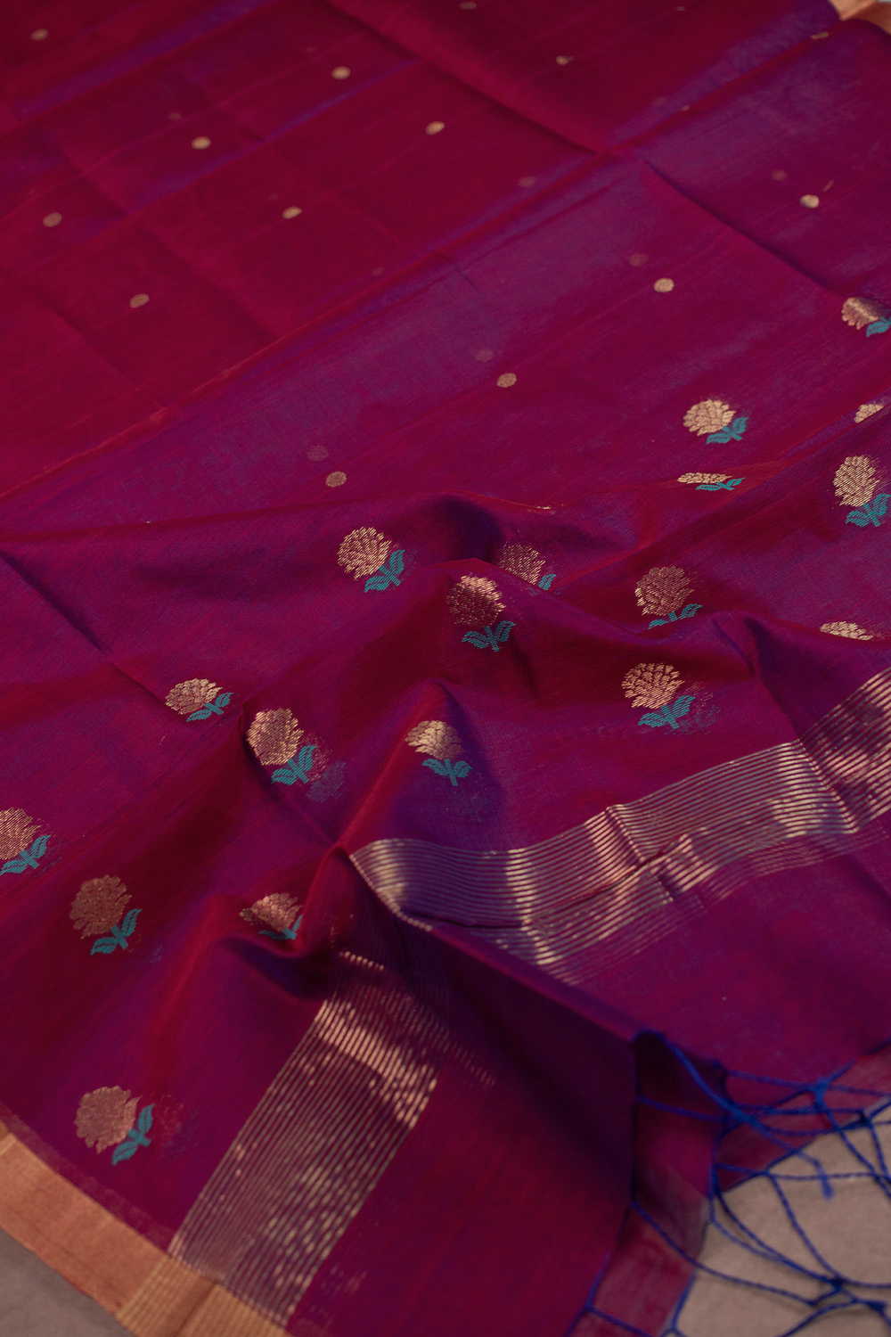Dual Shaded Purple Chanderi Silk Cotton Dupatta - Image 4