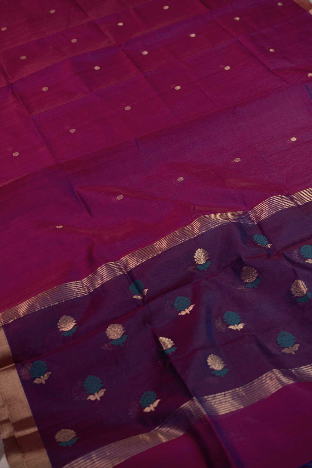 Magenta Pink Chanderi Silk Cotton Dupatta - Image 4