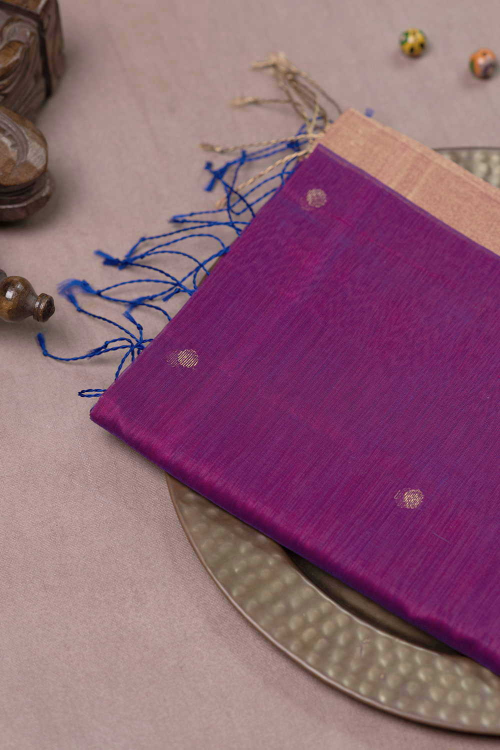 Dark Pink with Blue Chanderi Silk Cotton Dupatta