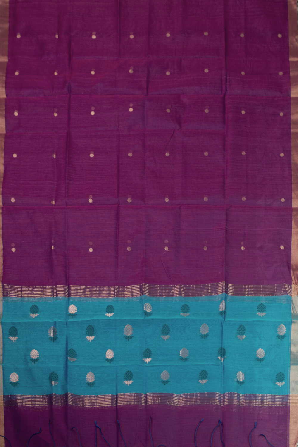 Dark Pink with Blue Chanderi Silk Cotton Dupatta - Image 3